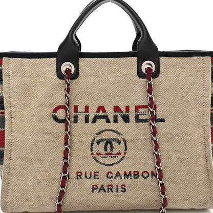 Chanel Striped Canvas Medium Deauville Tote Beige 9 of 14