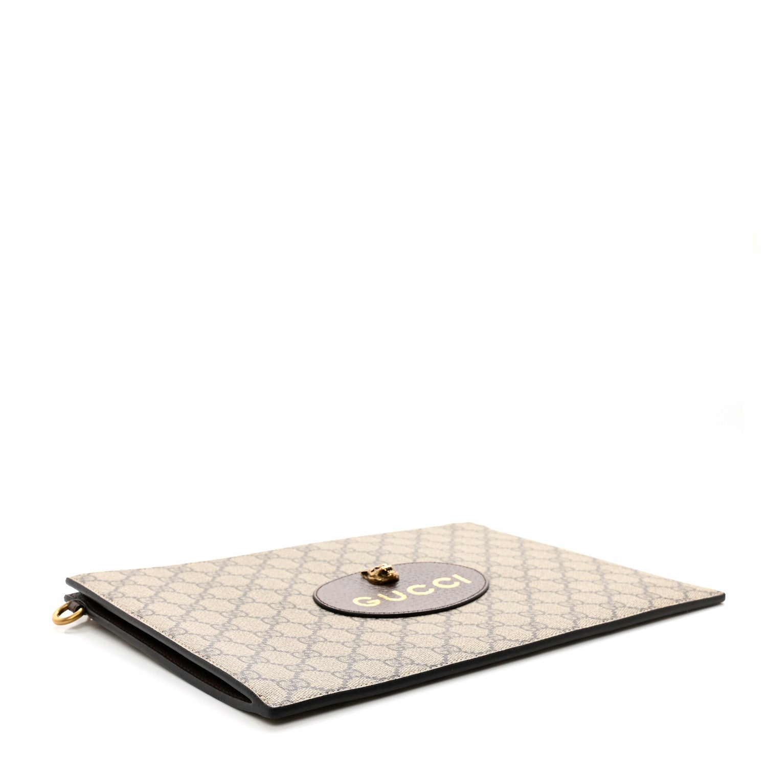 Gucci GG Supreme Monogram Neo Vintage Zip Wristlet Pouch Beige New Acero Crop 4 of 6