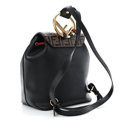 Fendi Vitello Cruise Bi-Color FF 1974 Embossed F is Fendi Drawstring Backpack Black Fragola Maya 3 of 10