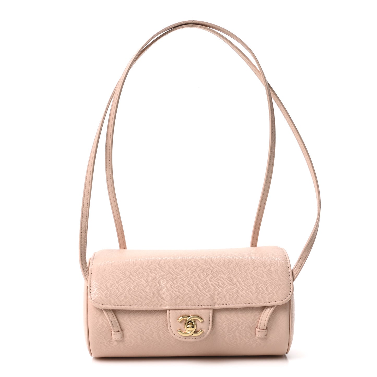 Shiny Caviar Preppy Coco Small Bowling Bag Rose Light Pink