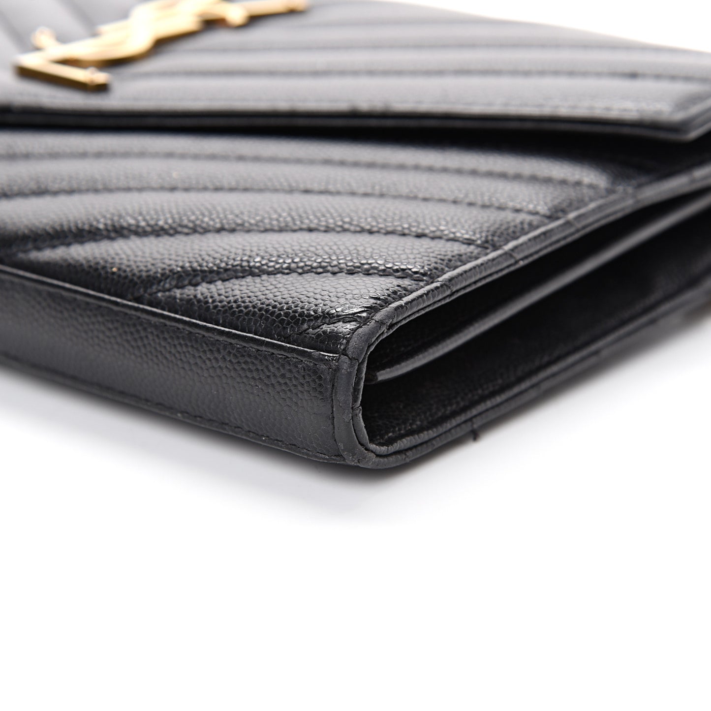 Grain De Poudre Matelasse Chevron Monogram Chain Wallet Black