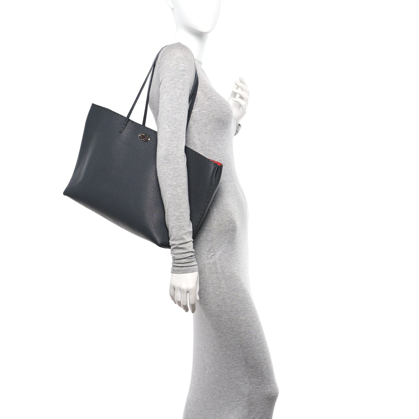 Cuoio Romano Selleria Bi-Color Large Carla Shopping Tote Asfalto Papavero