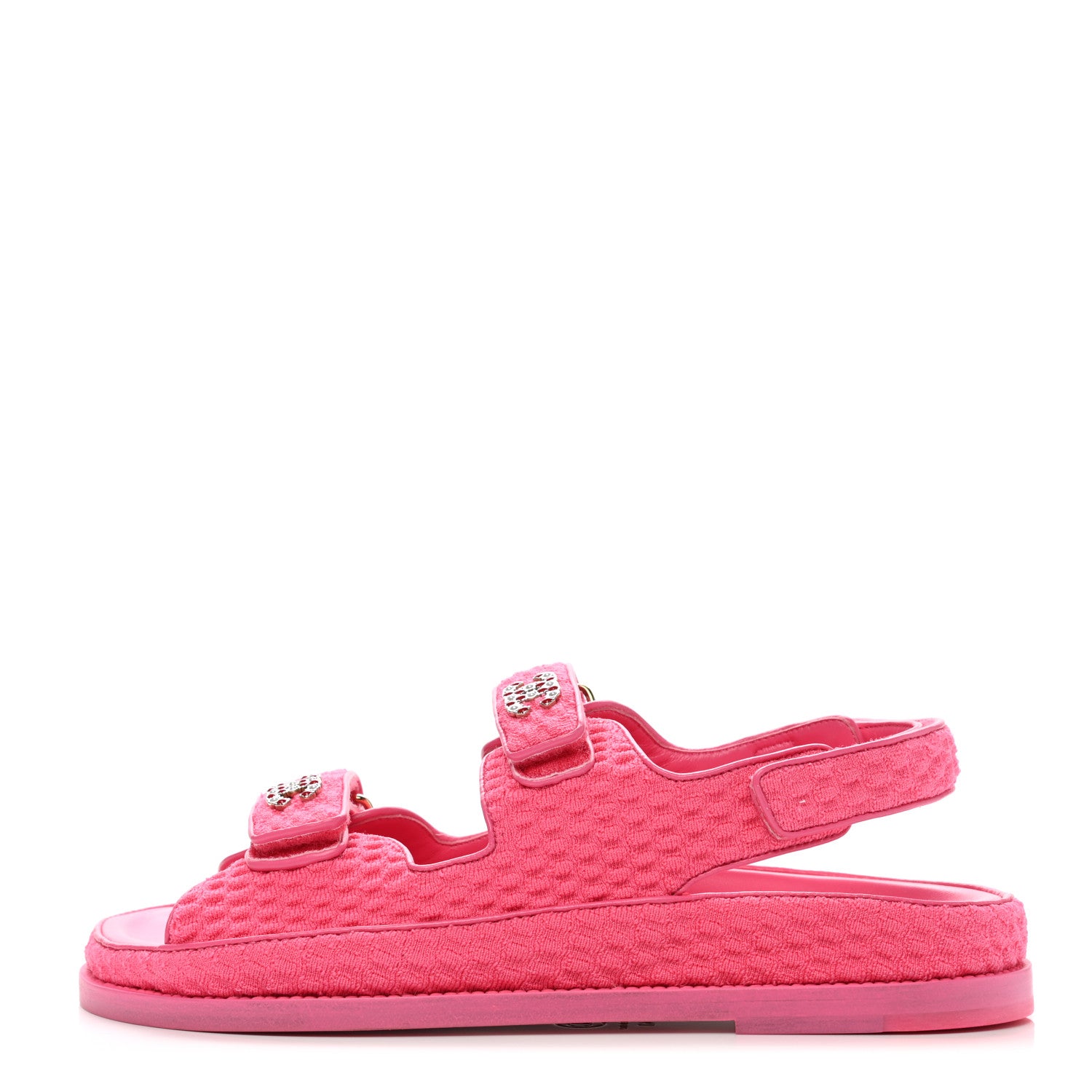 Chanel Knit Fabric Velcro Dad Sandals 40 Pink 1 of 12