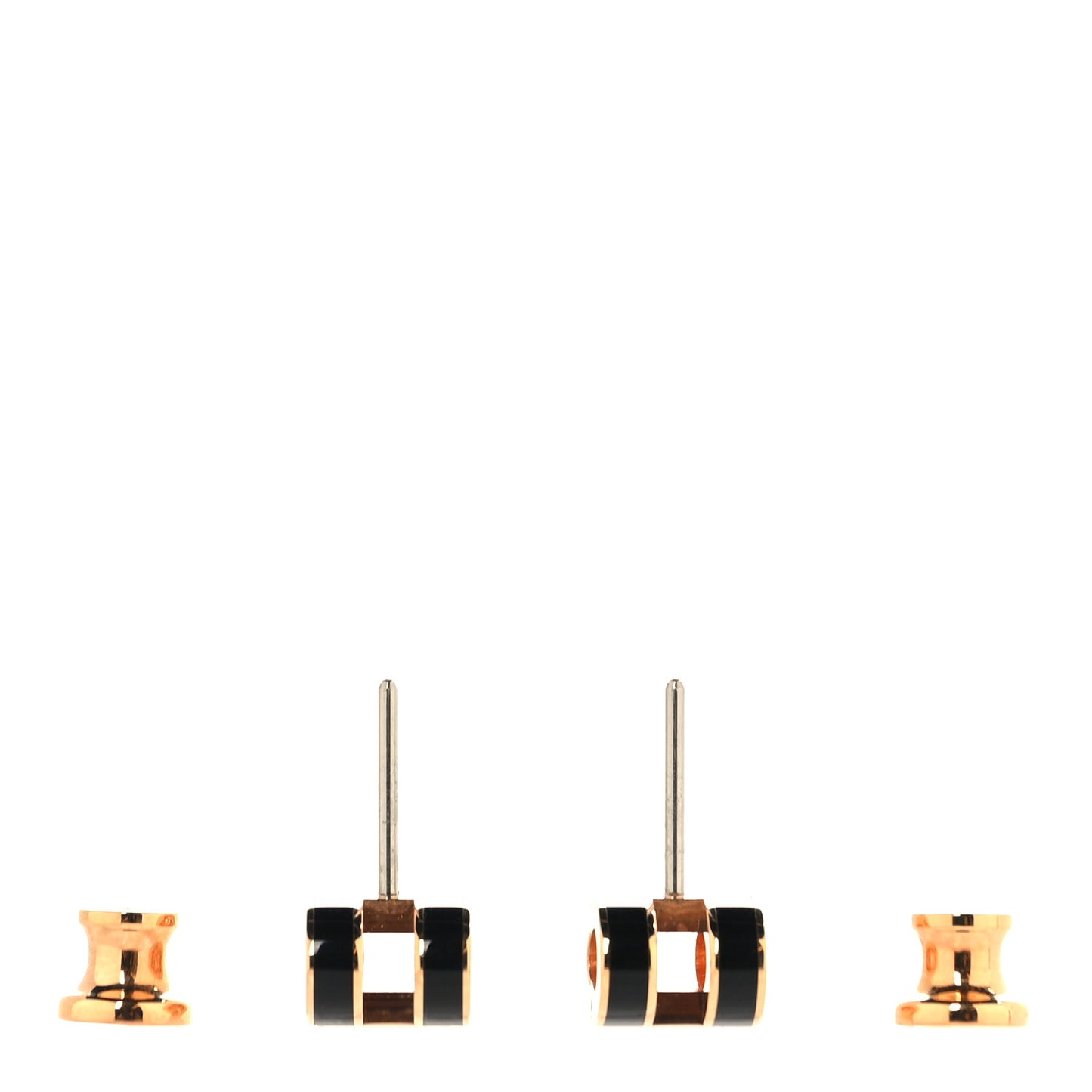 Gold Lacquered Mini Pop H Earrings Black