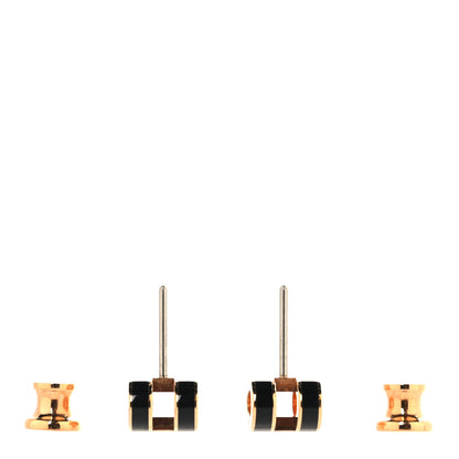 Hermes Gold Lacquered Mini Pop H Earrings Black 3 of 6