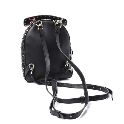 Valentino Garavani Lambskin VLTN Print Quilted Mini Rockstud Spike Backpack Black 2 of 8