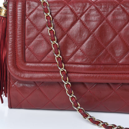 Chanel Lambskin Quilted Tassel Shoulder Flap Bag Red 16 of 19