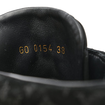 Louis Vuitton Calfskin Suede Monogram Cliff Top Wedge Sneakers 38 Navy 8 of 10