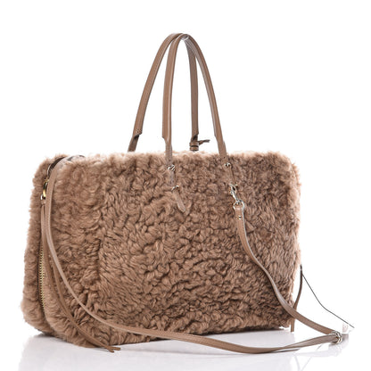 Balenciaga Shearling Papier B4 Zip Around Tote Marron 4 of 12