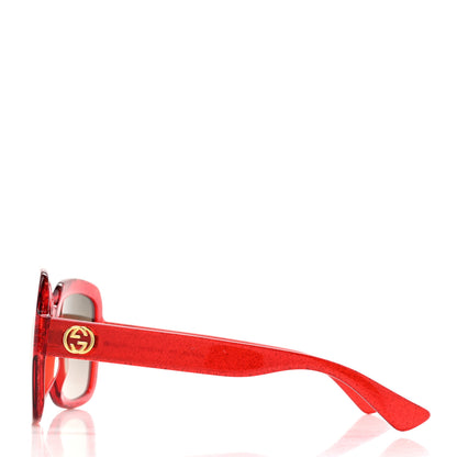 Gucci Acetate Square Frame Sunglasses GG0036S Glitter Red 3 of 8
