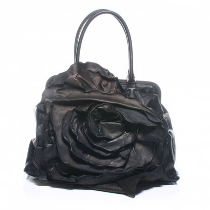 Valentino Garavani Leather Frame Petale Handbag Black 1 of 7