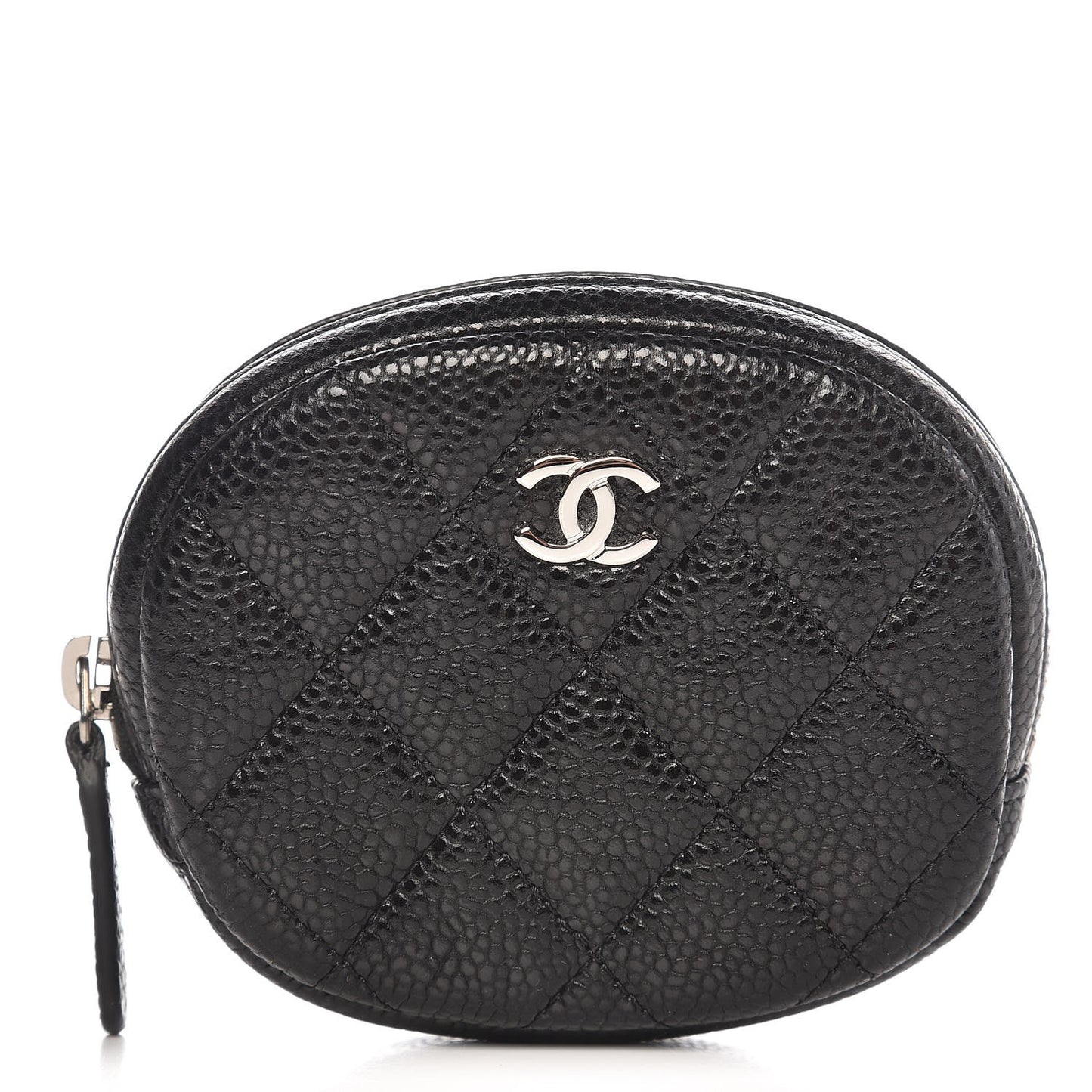 Caviar Quilted Zip Around Classic Coin Purse Black