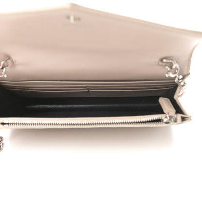 Saint Laurent Grain De Poudre Matelasse Chevron Monogram Envelope Chain Wallet Nude Powder 5 of 17
