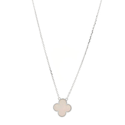 Van Cleef & Arpels 18K White Gold Mother of Pearl Vintage Alhambra Pendant Necklace 1 of 4