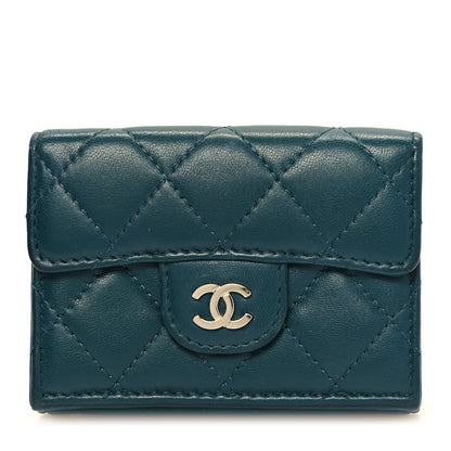 Chanel Lambskin Quilted Tri-Fold Flap Wallet Dark Green 1 of 10