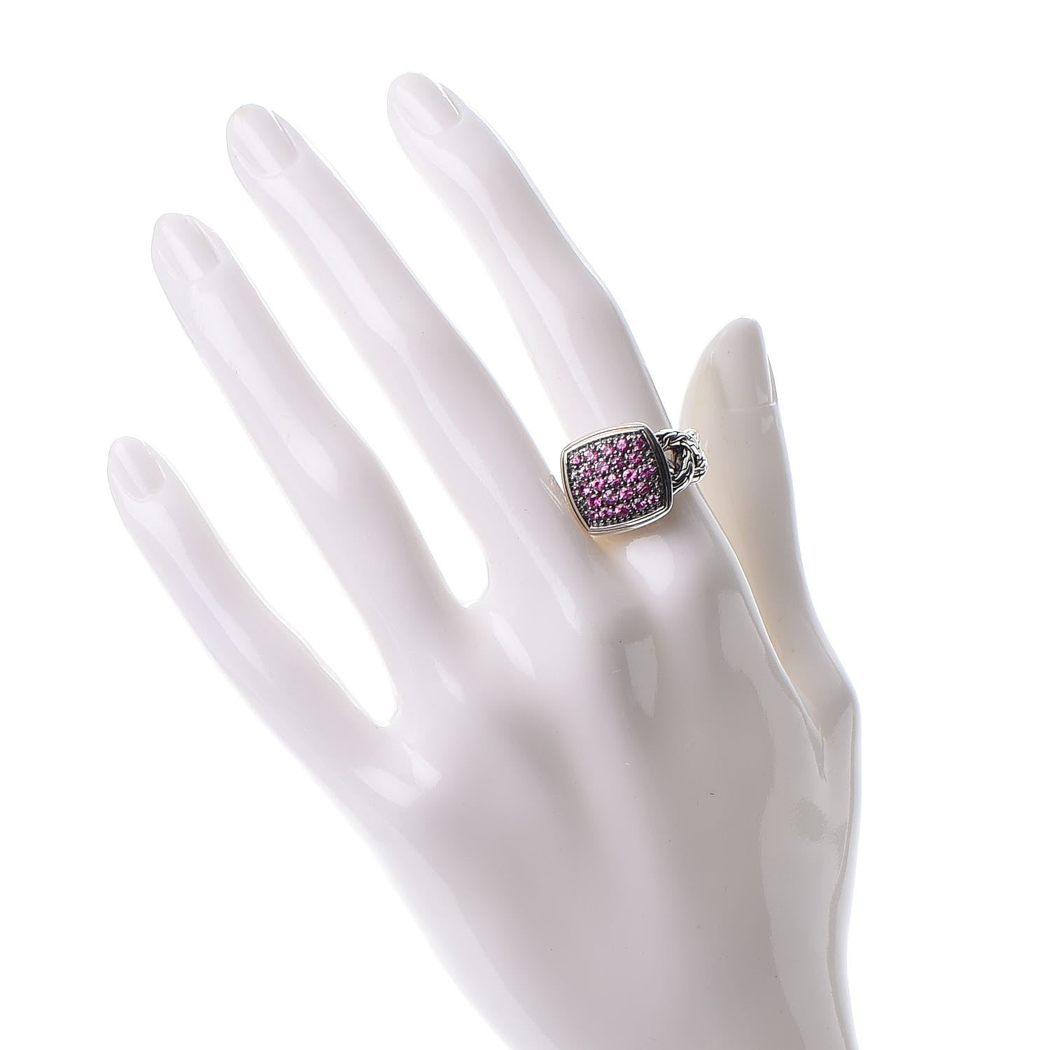 John Hardy Sterling Silver Pink Sapphire Classic Chain Ring 53 6.25 2 of 7