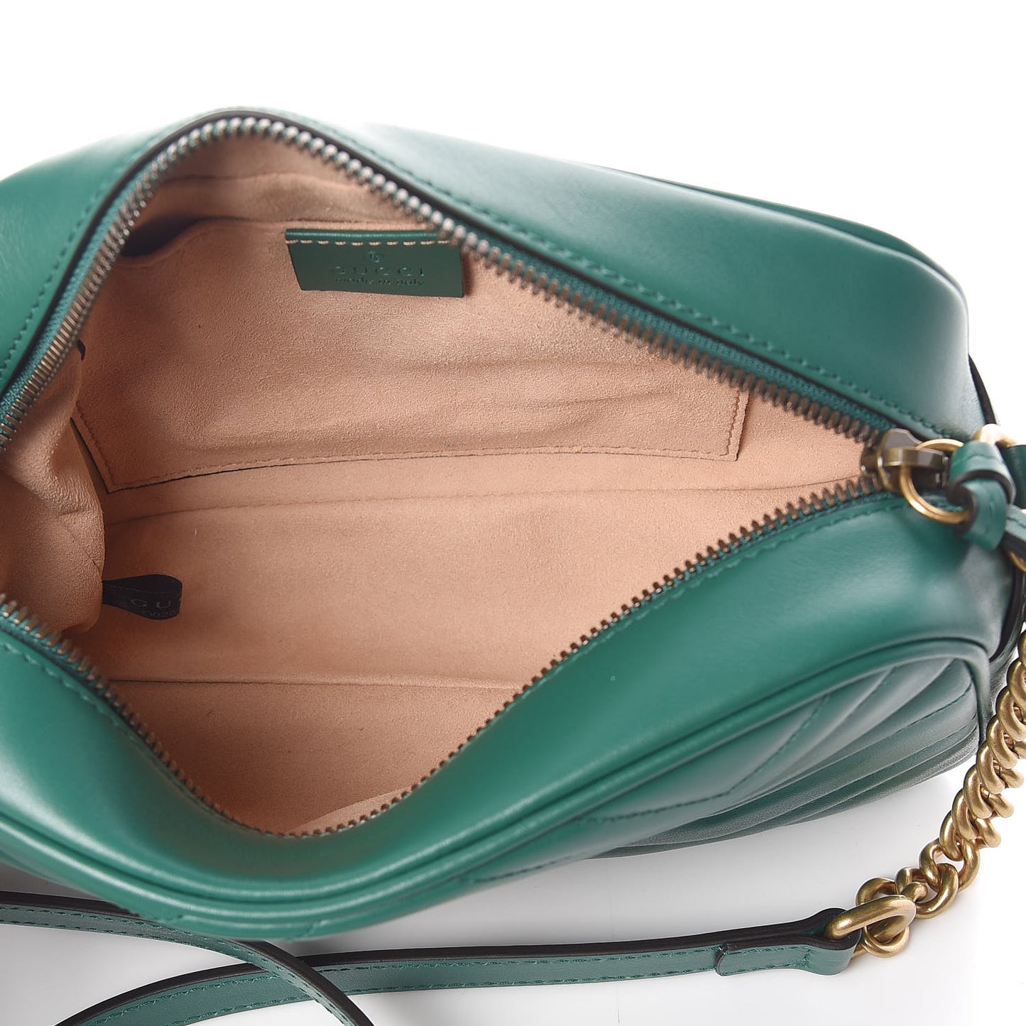 Calfskin Matelasse Small GG Marmont Chain Shoulder Bag Emerald Green