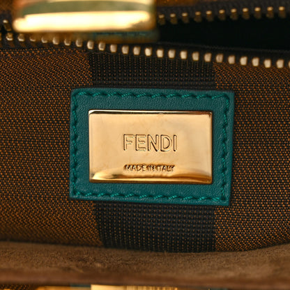 Fendi Vitello Morgan Fabric Jacquard Pequin Medium Peekaboo Iconic Satchel Lago Tobacco Black 7 of 11