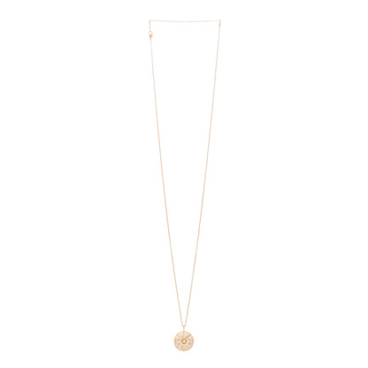 Christian Dior 18K Yellow Gold Diamond Mother of Pearl Rose Des Vents Medallion Necklace 3 of 8