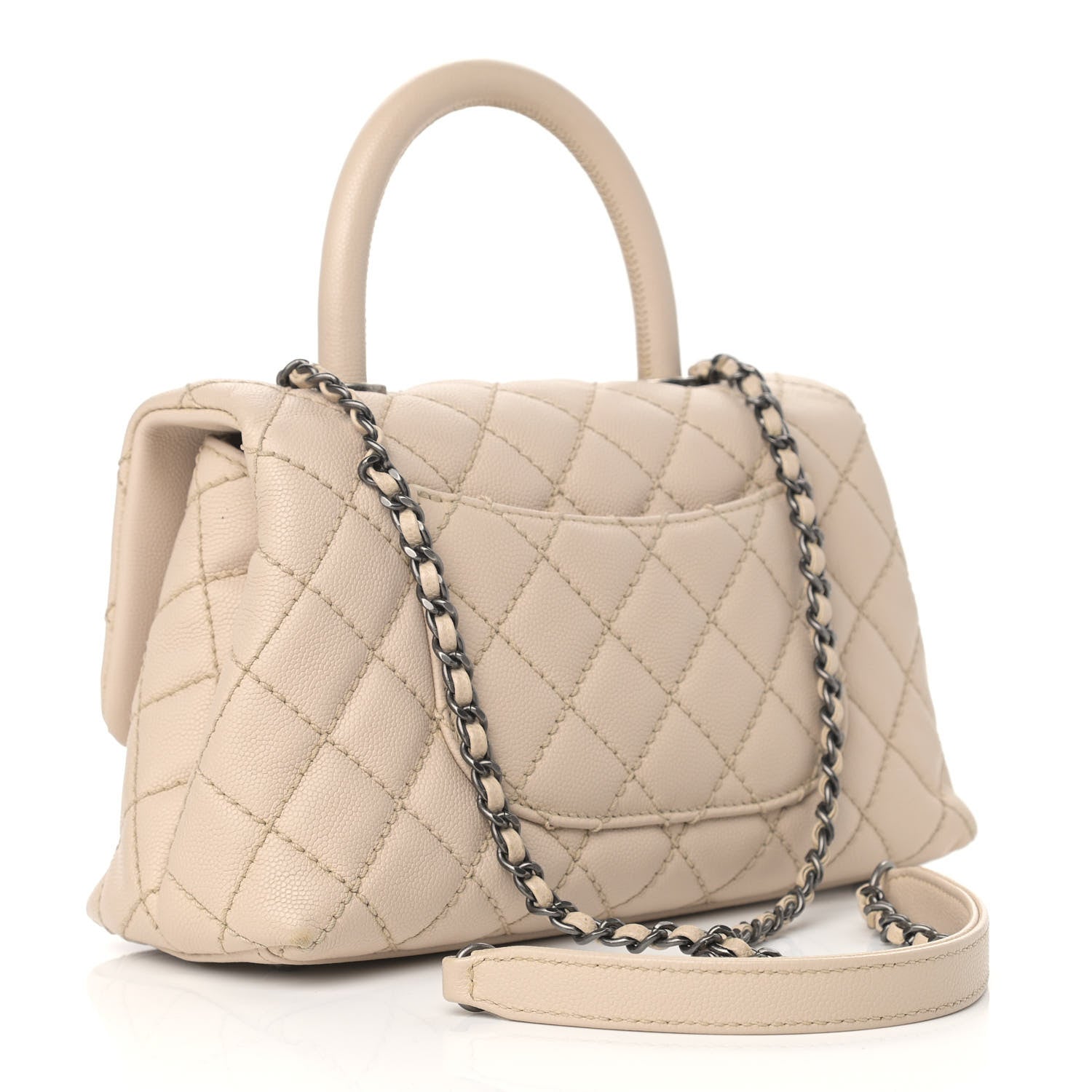 Chanel Caviar Quilted Mini Coco Handle Flap Beige 2 of 11