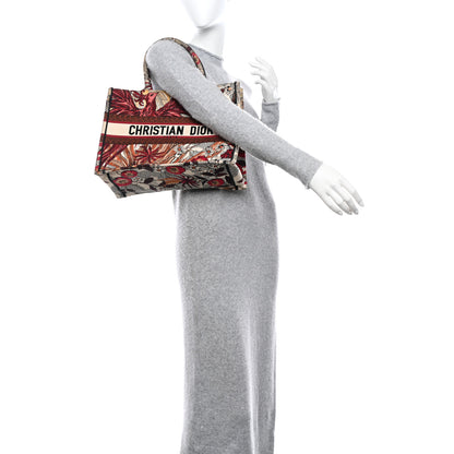 Christian Dior Canvas Embroidered Phoenix Medium Book Tote Red Multicolor 2 of 13