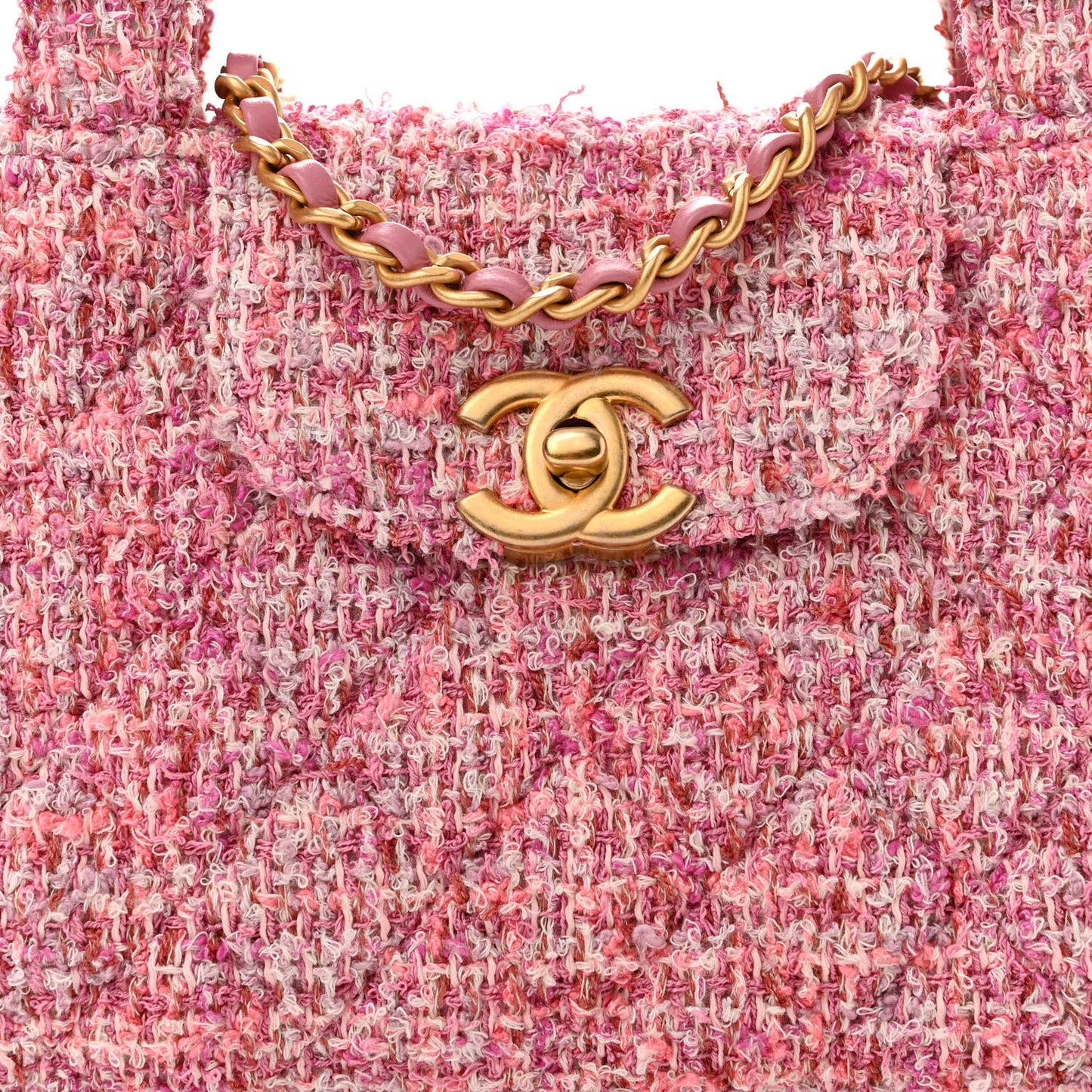 Tweed Quilted Nano Kelly Shopper Pink