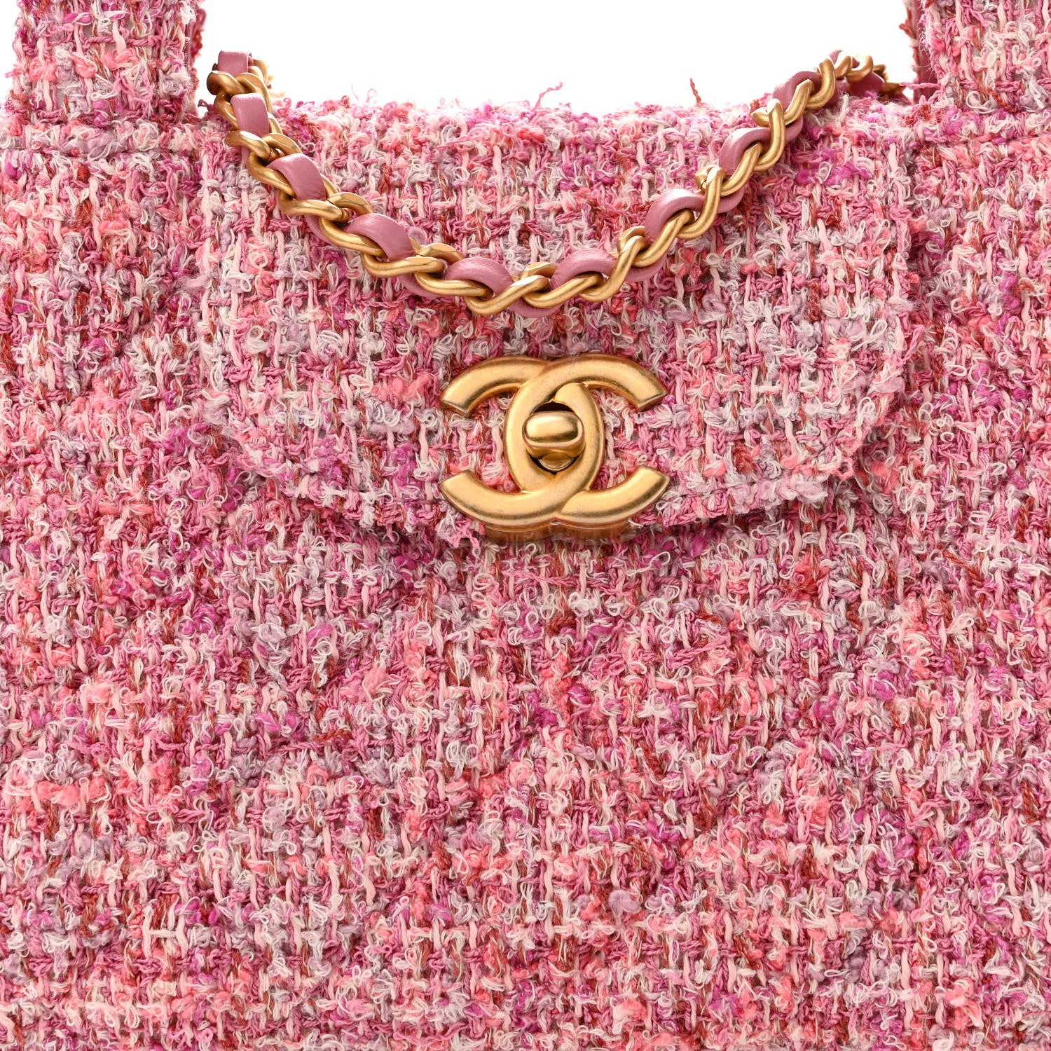 Chanel Tweed Quilted Nano Kelly Shopper Pink 8 of 13