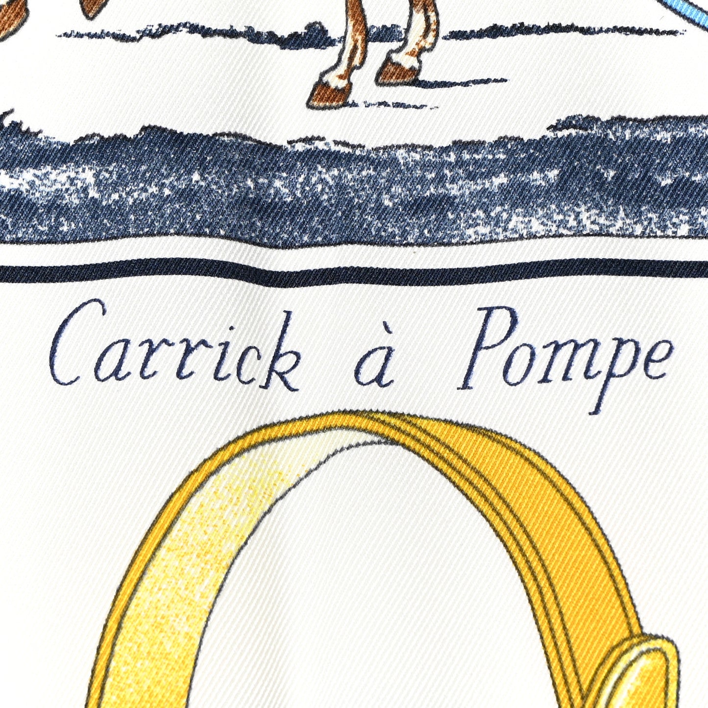 Silk Carrick a Pompe Scarf 70 Marine Blanc Gold