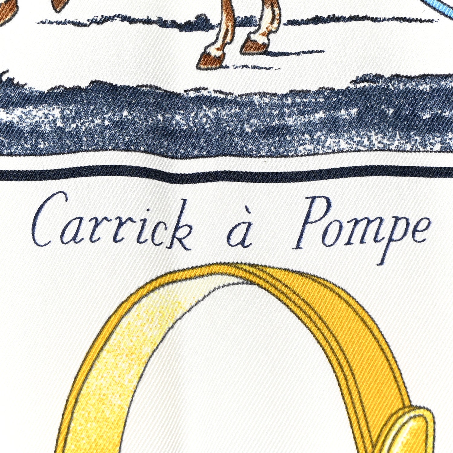 Hermes Silk Carrick a Pompe Scarf 70 Marine Blanc Gold 3 of 5