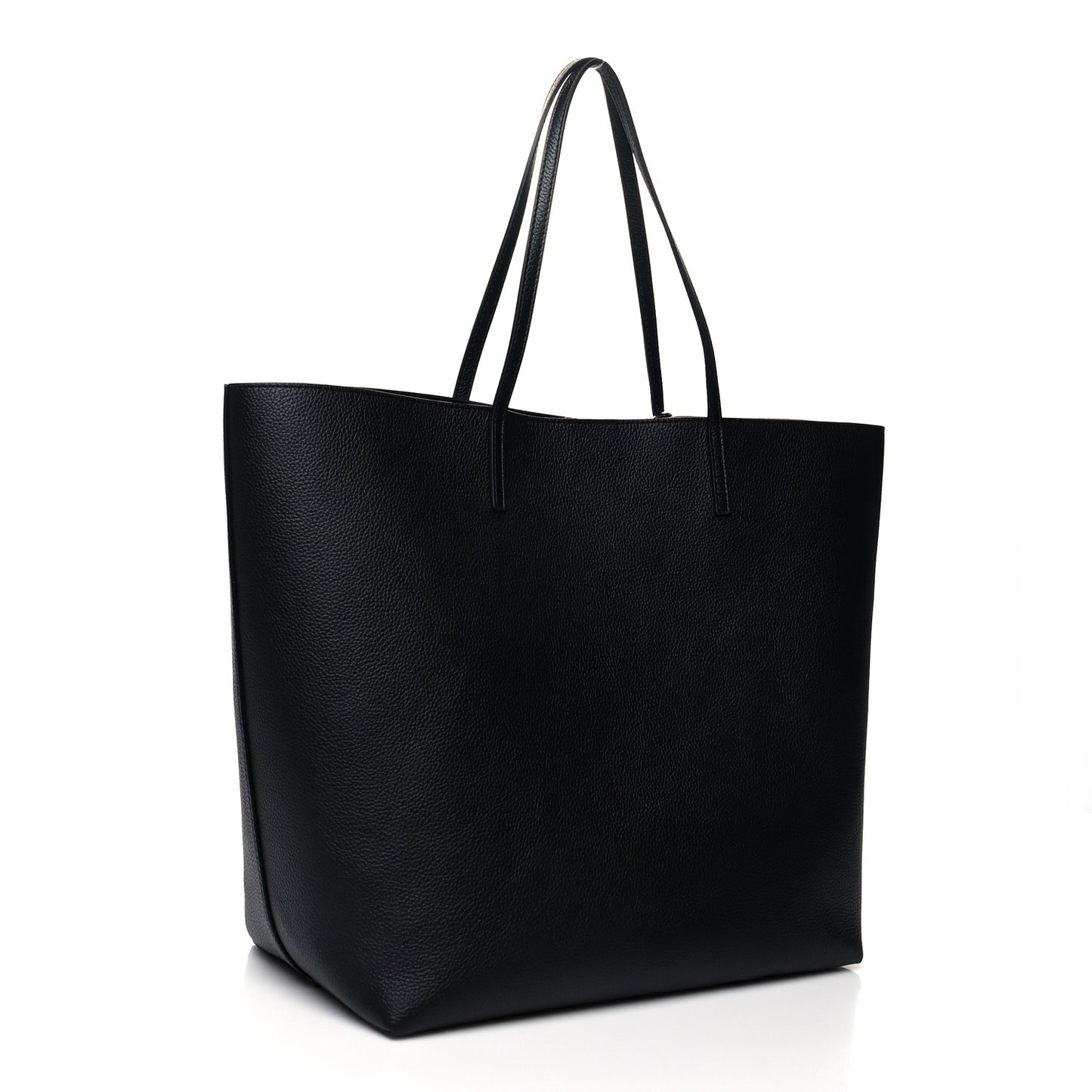 Grained Calfskin Skull Open Shopper Tote Black