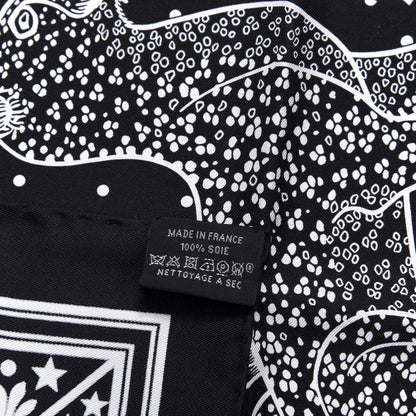Hermes Silk Les Leopards Bandana Scarf 55 Black White 4 of 4