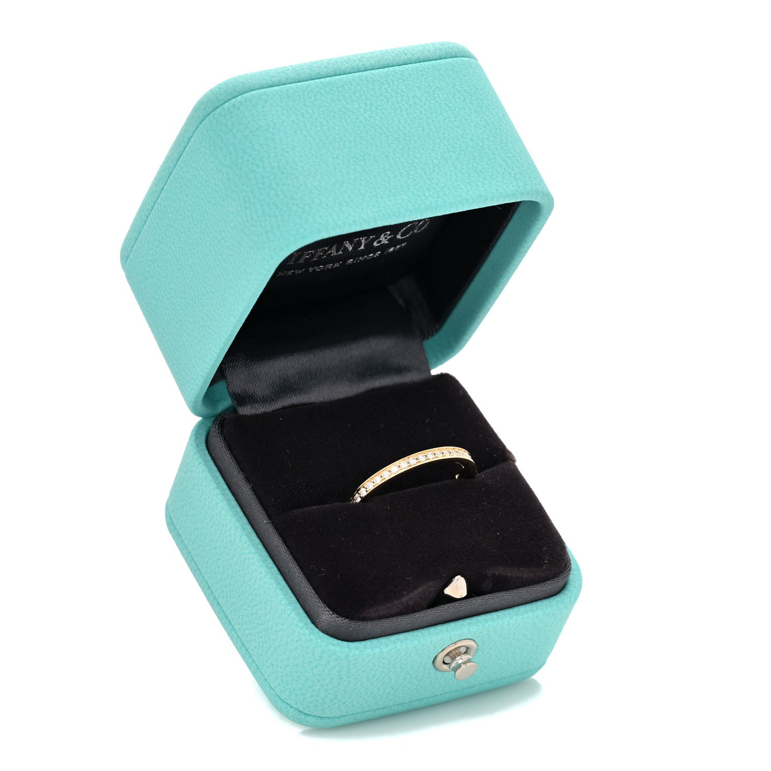 Tiffany 18K Yellow Gold Diamond Lock Ring 57 8 5 of 5