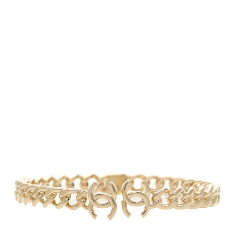 Metal CC Chain Link Choker Necklace L Gold
