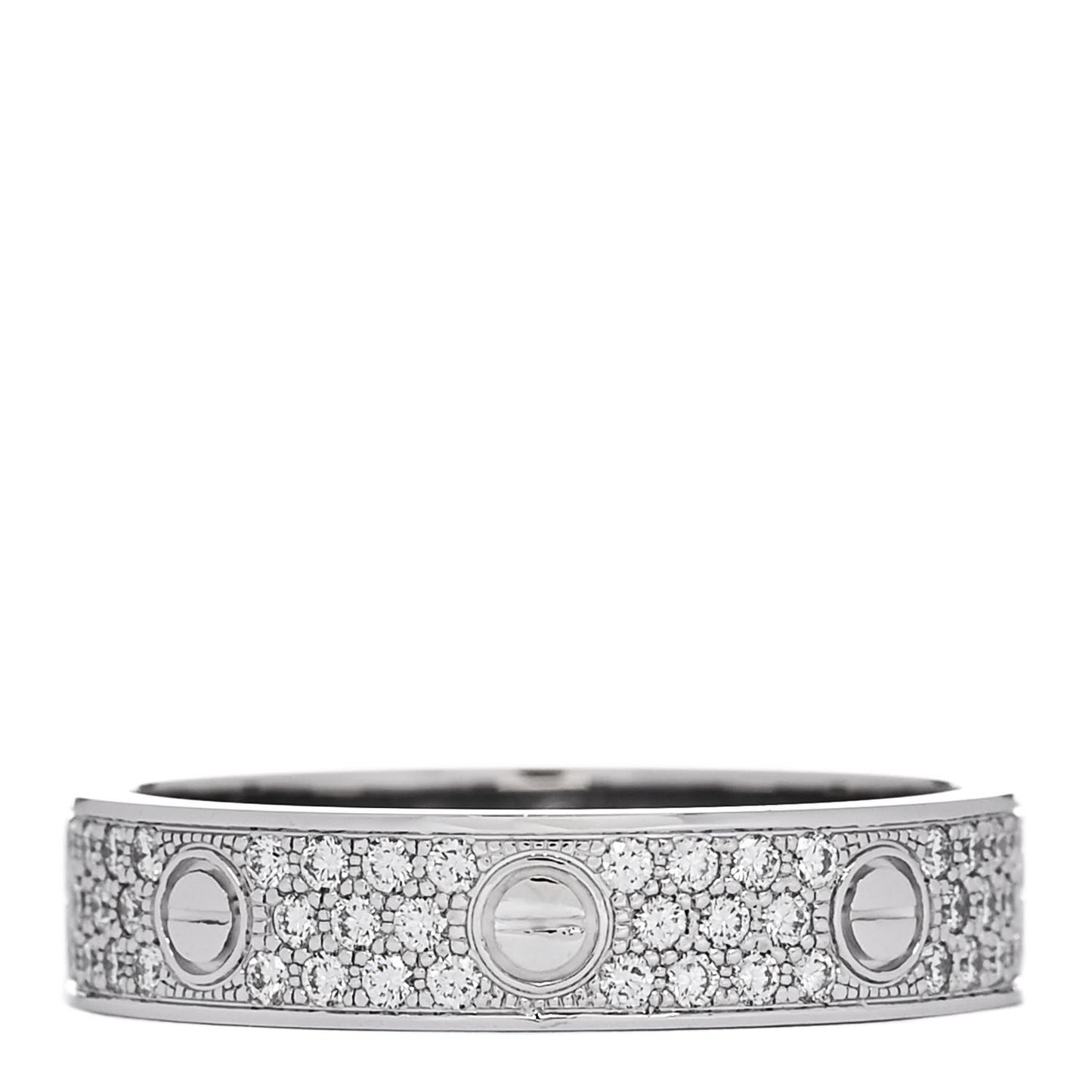 18K White Gold Diamond 5mm LOVE Paved Ring 58 8.5