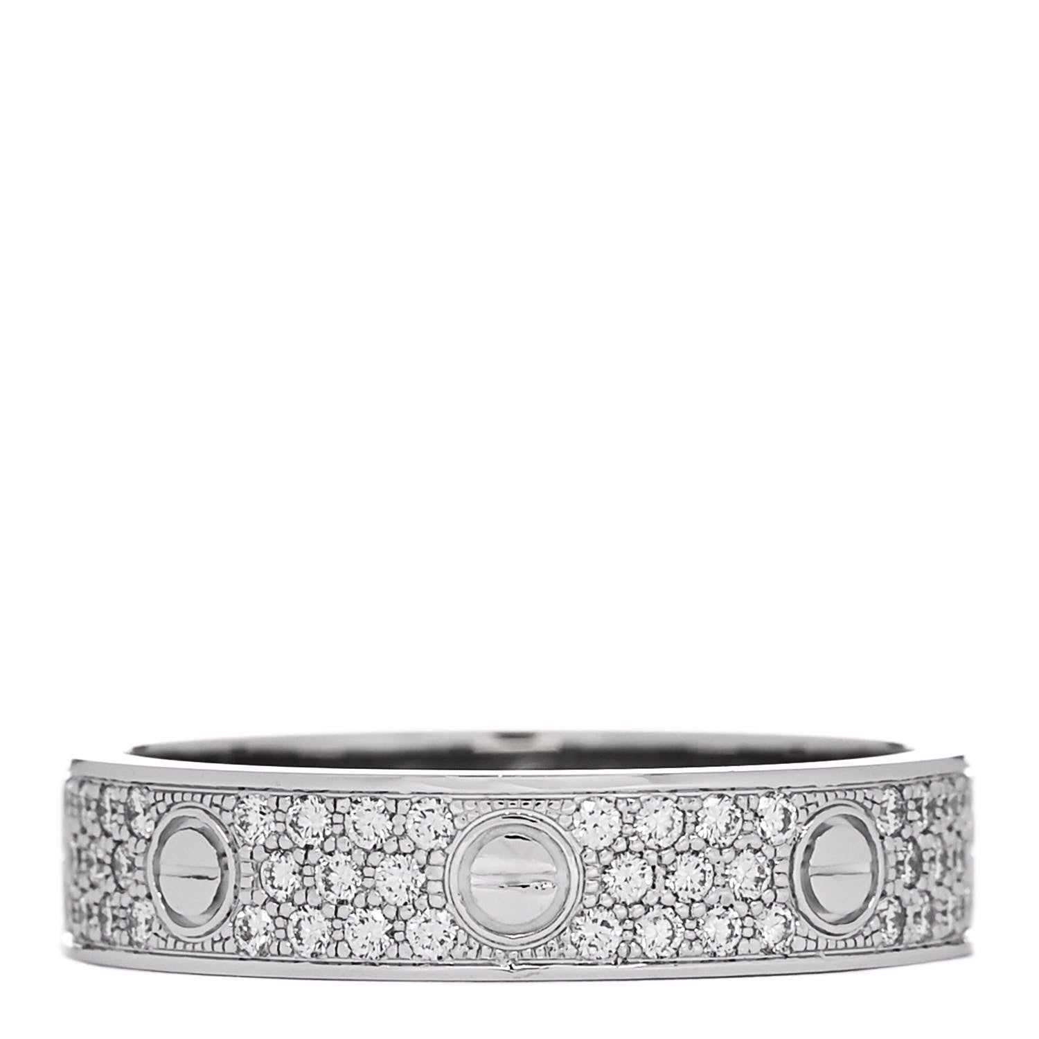 Cartier 18K White Gold Diamond 5mm LOVE Paved Ring 58 8.5 3 of 5