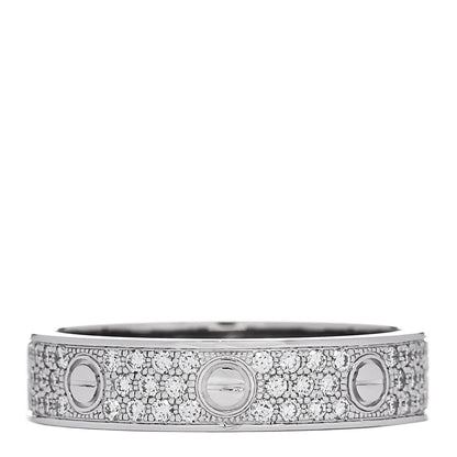 Cartier 18K White Gold Diamond 5mm LOVE Paved Ring 58 8.5 3 of 5