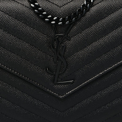 Saint Laurent Grain De Poudre Matelasse Chevron Monogram Monochrome Chain Wallet Black 8 of 11