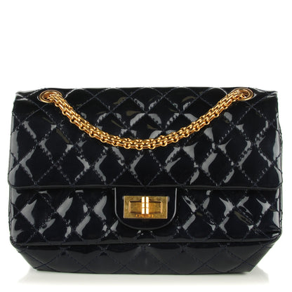 Chanel Patent Quilted Accordion Reissue 2.55 Flap Navy Blue 1 of 7