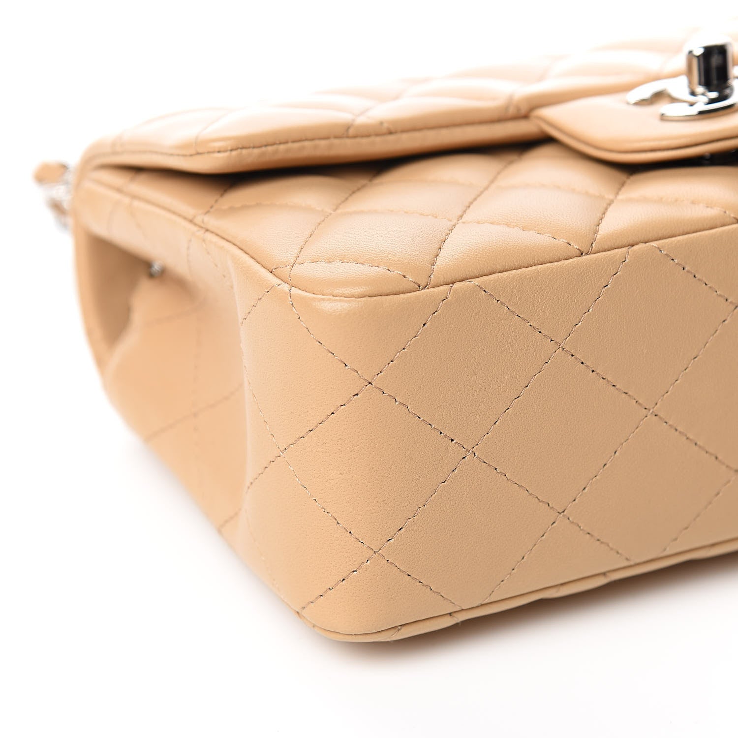 Chanel Lambskin Quilted Mini Rectangular Flap Beige 8 of 11