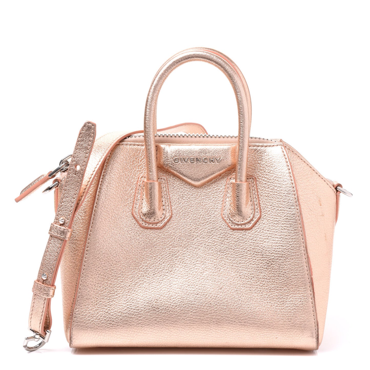 Metallic Sugar Goatskin Mini Antigona Light Pink