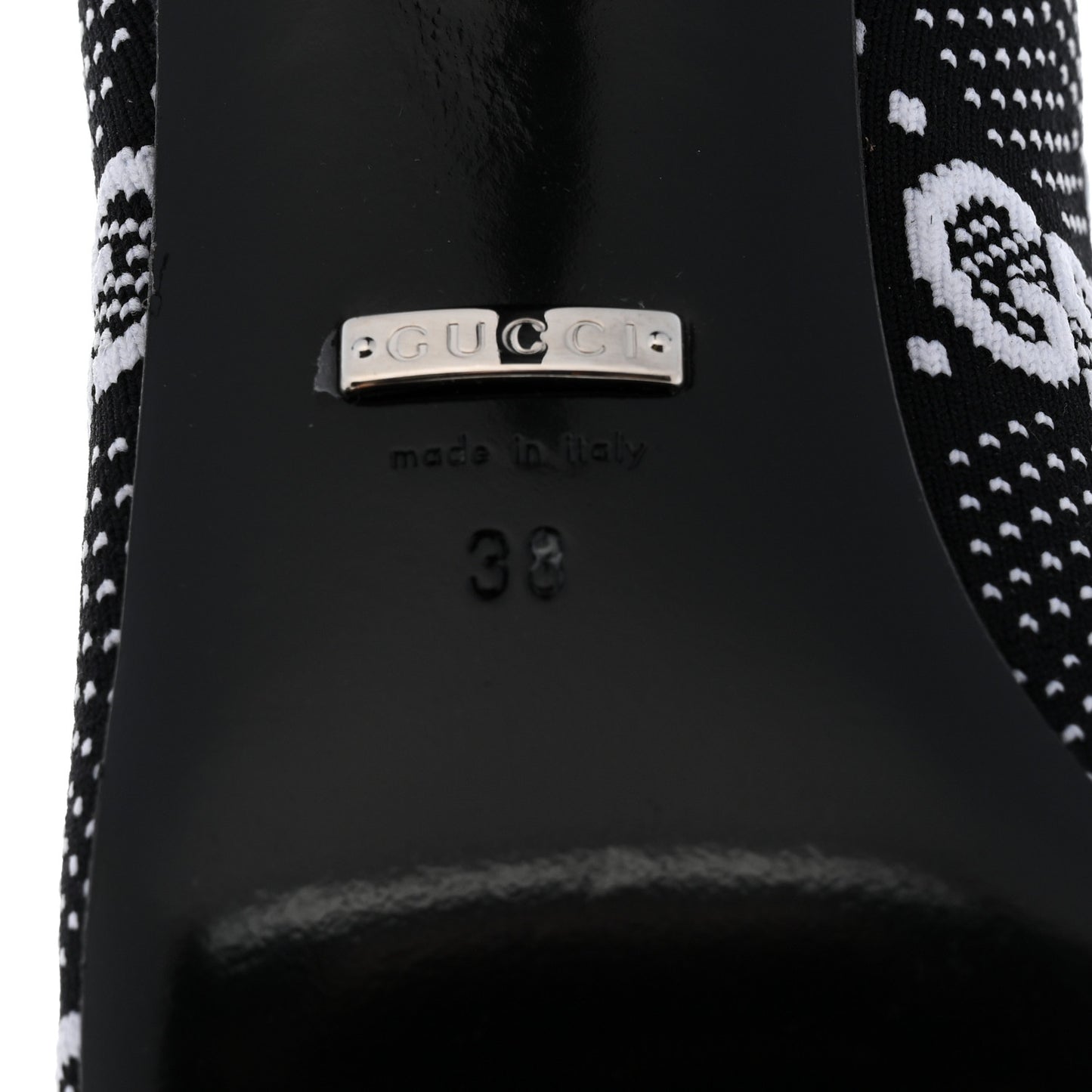 Technical Jersey Knit GG Monogram Square G 75mm Ankle Boots 38 Black Great White