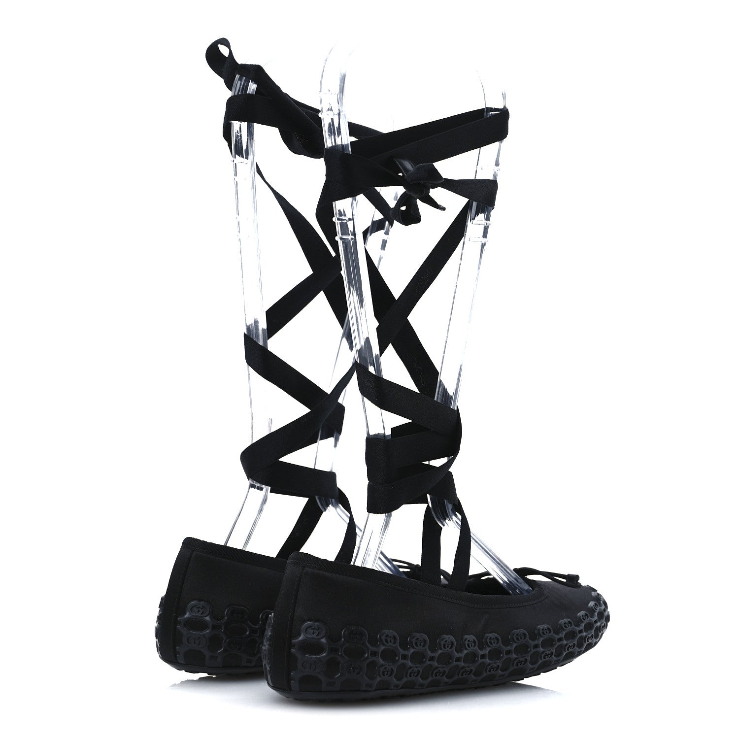 Gucci Rubber Satin Ballerina Flats 40 Black 5 of 11