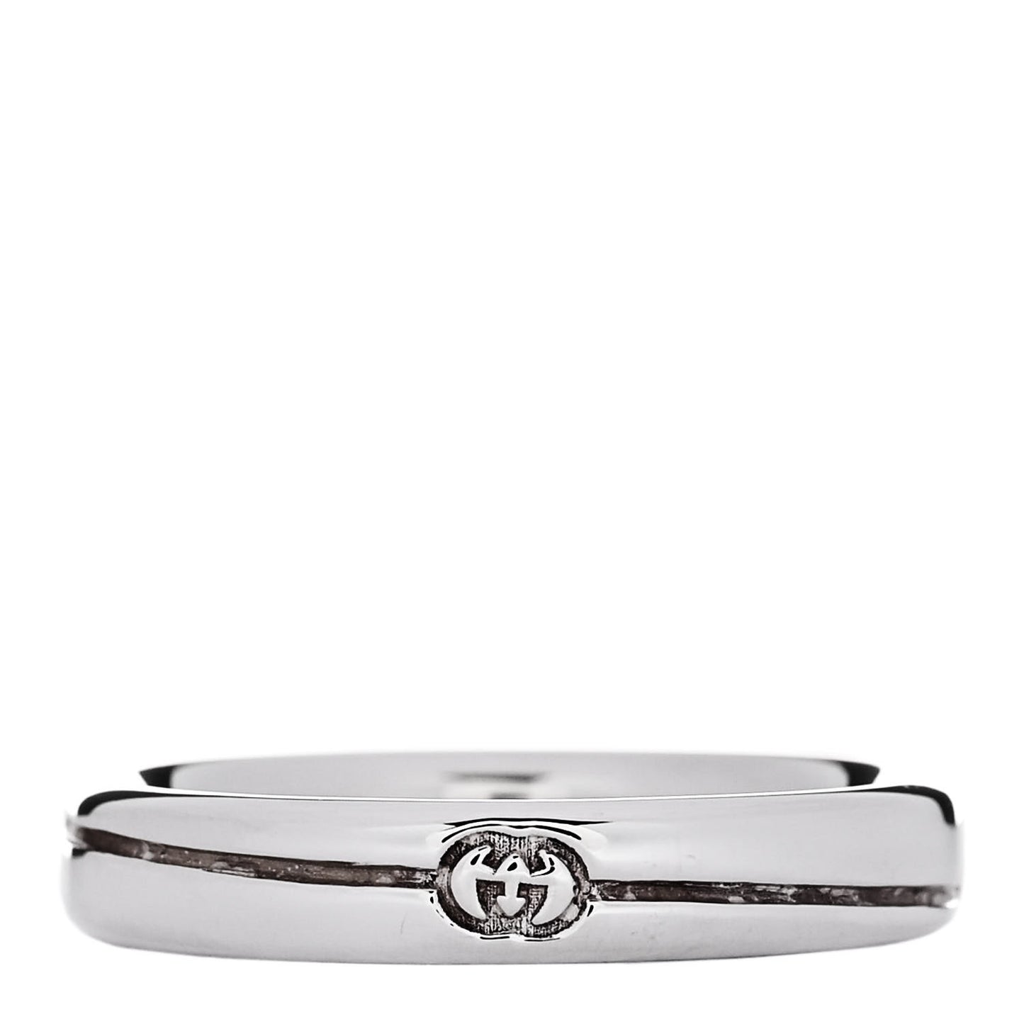 Sterling Silver Interlocking G Narrow Band Ring 56 7.75