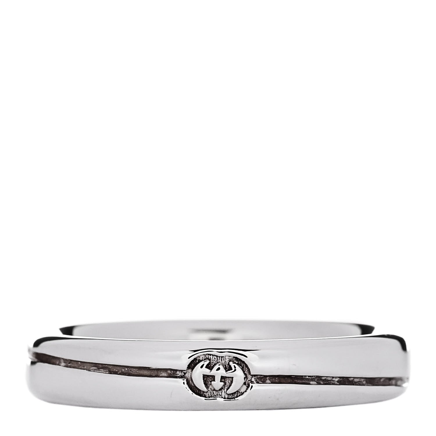 Gucci Sterling Silver Interlocking G Narrow Band Ring 56 7.75 1 of 5