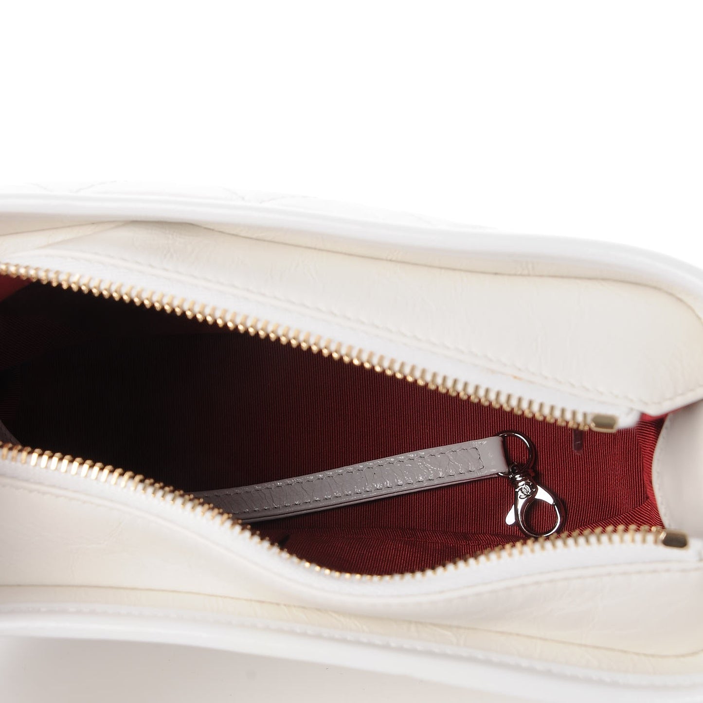 Aged Calfskin Quilted Small Gabrielle Hobo White
