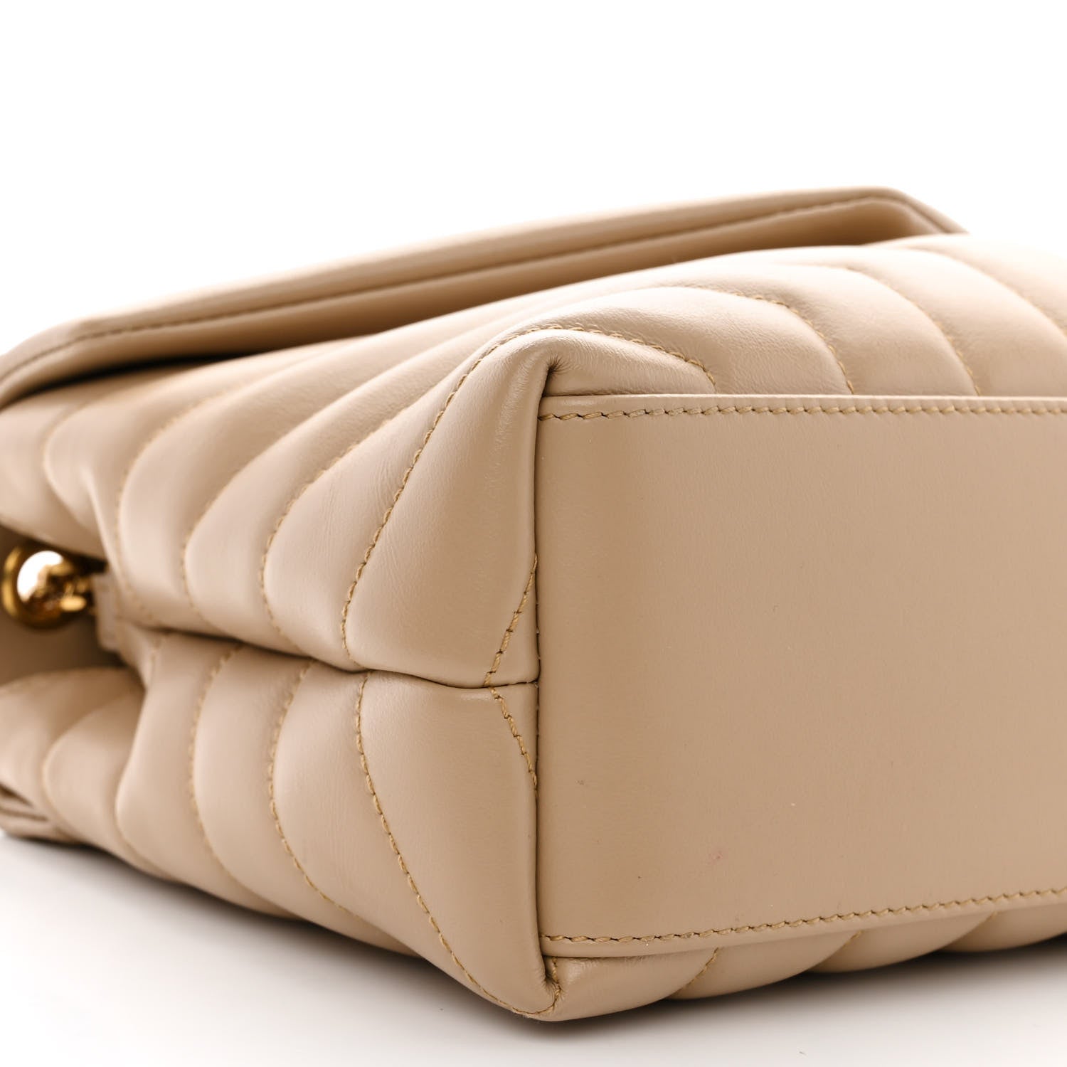 Saint Laurent Calfskin Y Quilted Monogram Small Loulou Chain Satchel Dark Beige 10 of 11