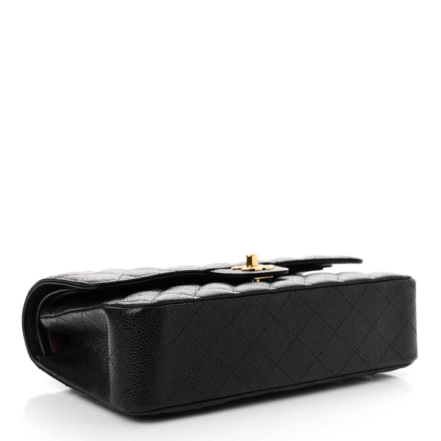 Caviar Quilted Medium Double Flap Black