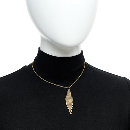 Tiffany 18K Yellow Gold Cultured Pearl Elsa Peretti Mesh Fringe Pendant Necklace 2 of 5