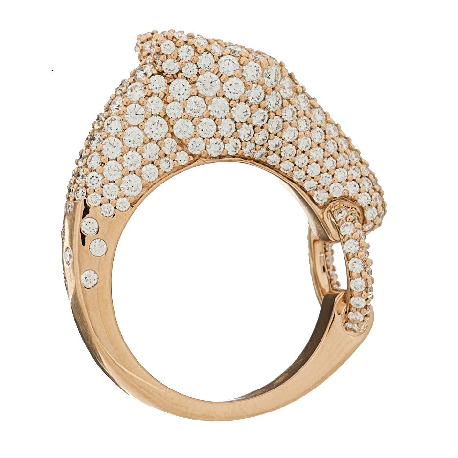 Hermes 18K Rose Gold Diamond Galop Pave Ring 53 6.5 6 of 8