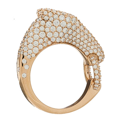 Hermes 18K Rose Gold Diamond Galop Pave Ring 53 6.5 6 of 8